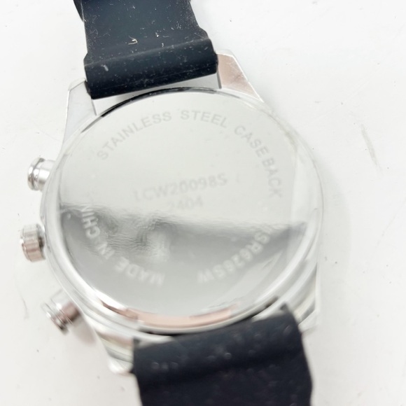 L&Co Men’s Silver Dial Silver Tone Case Black Strap Large 2” Dial LCW20098S - Picture 5 of 5